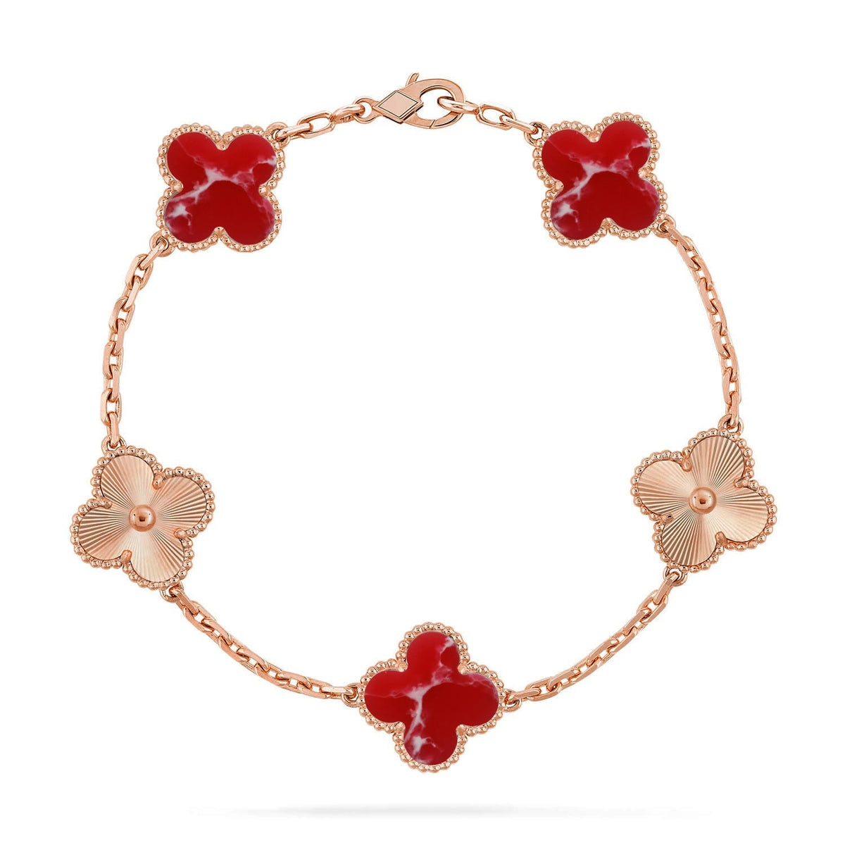 [Cadisa]CLOVER 5 MOTIF RED PATTERN BRACELET COLLECTION