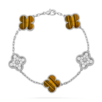 [Cadisa] CLOVER 5 MOTIFS TIGER EYE BRACELET COLLECTION