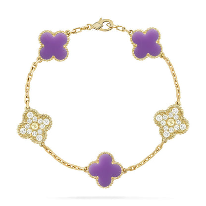 [Cadisa]CLOVER 5 MOTIF LIGHT PURPLE BRACELET COLLECTION