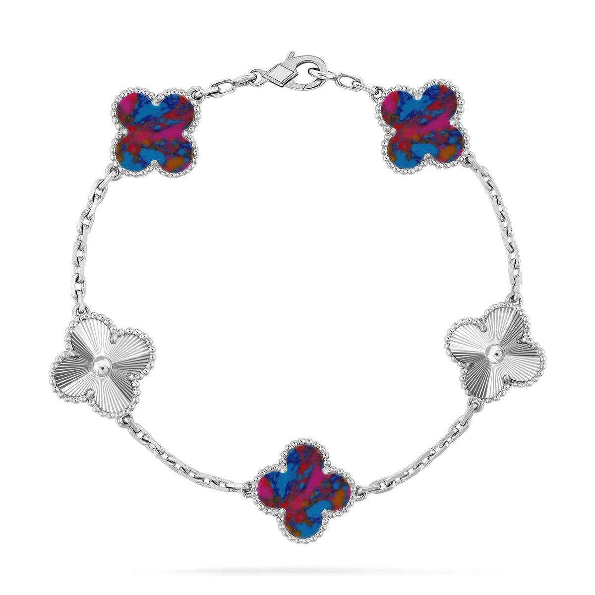 [Cadisa]CLOVER 5 MOTIF COLOR GEMSTONES BRACELET COLLECTION
