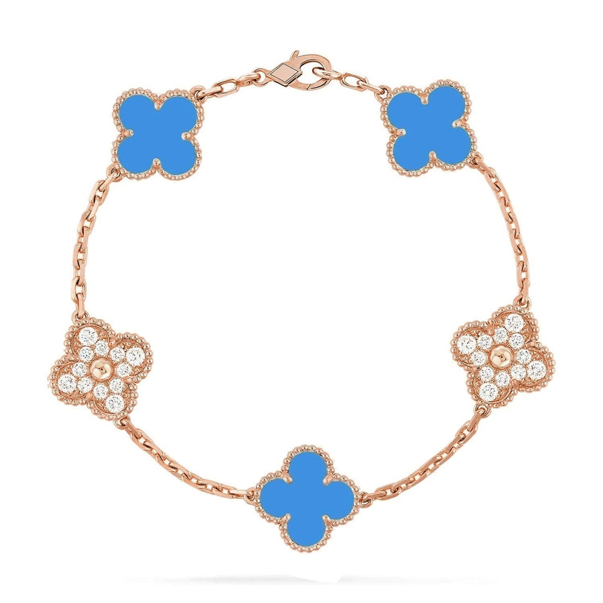 [Cadisa] CLOVER 5 MOTIF BLUE AGATE BRACELET COLLECTION