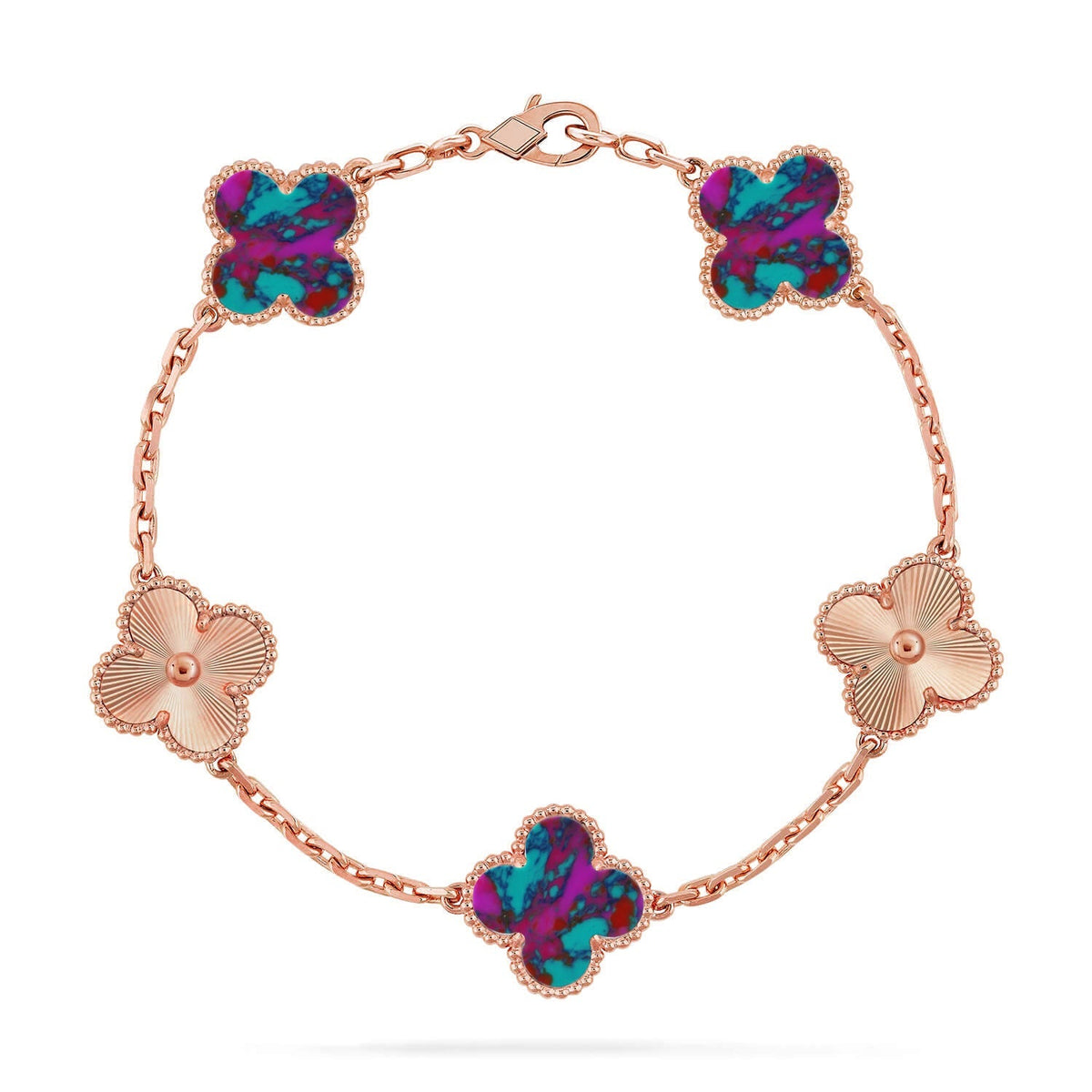 [Cadisa]CLOVER 5 MOTIF COLOR GEMSTONES BRACELET COLLECTION