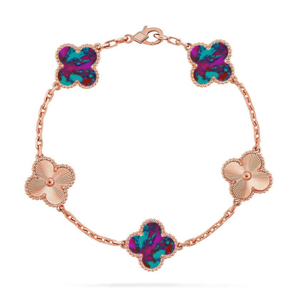 [Cadisa]CLOVER 5 MOTIF COLOR GEMSTONES BRACELET COLLECTION