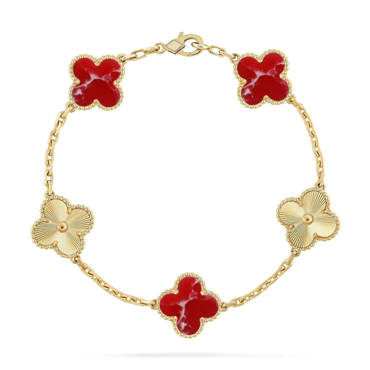 [Cadisa]CLOVER 5 MOTIF RED PATTERN BRACELET COLLECTION