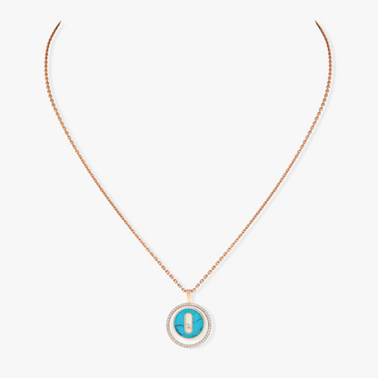 [Cadisa]LUCKY MOVE 1 DIAMOND TURQUOISE PINK GOLD DIAMOND NECKLACE