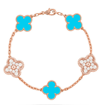 [Cadisa] CLOVER 5 MOTIF TURQUOISE BRACELET COLLECTION
