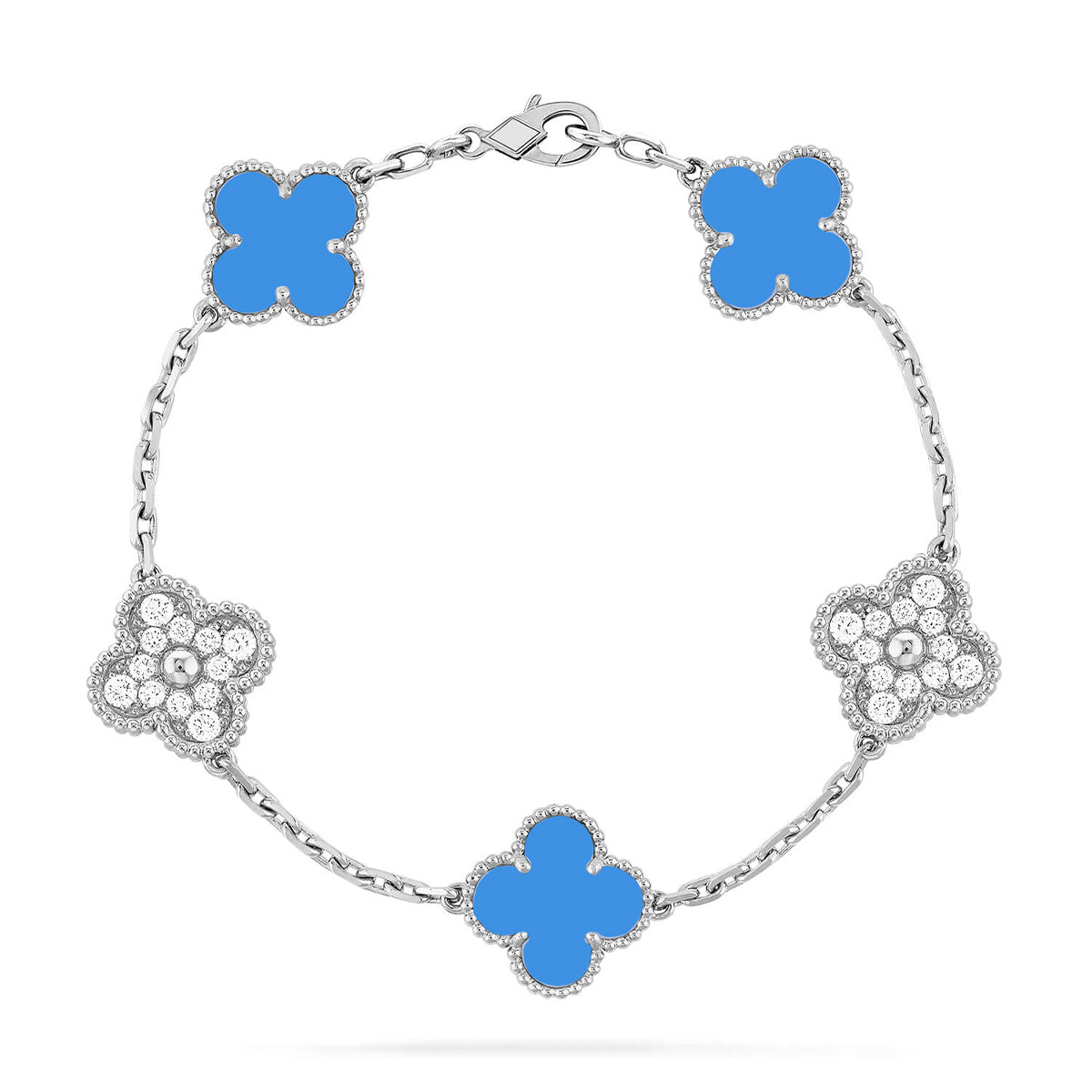 [Cadisa] CLOVER 5 MOTIF BLUE AGATE BRACELET COLLECTION