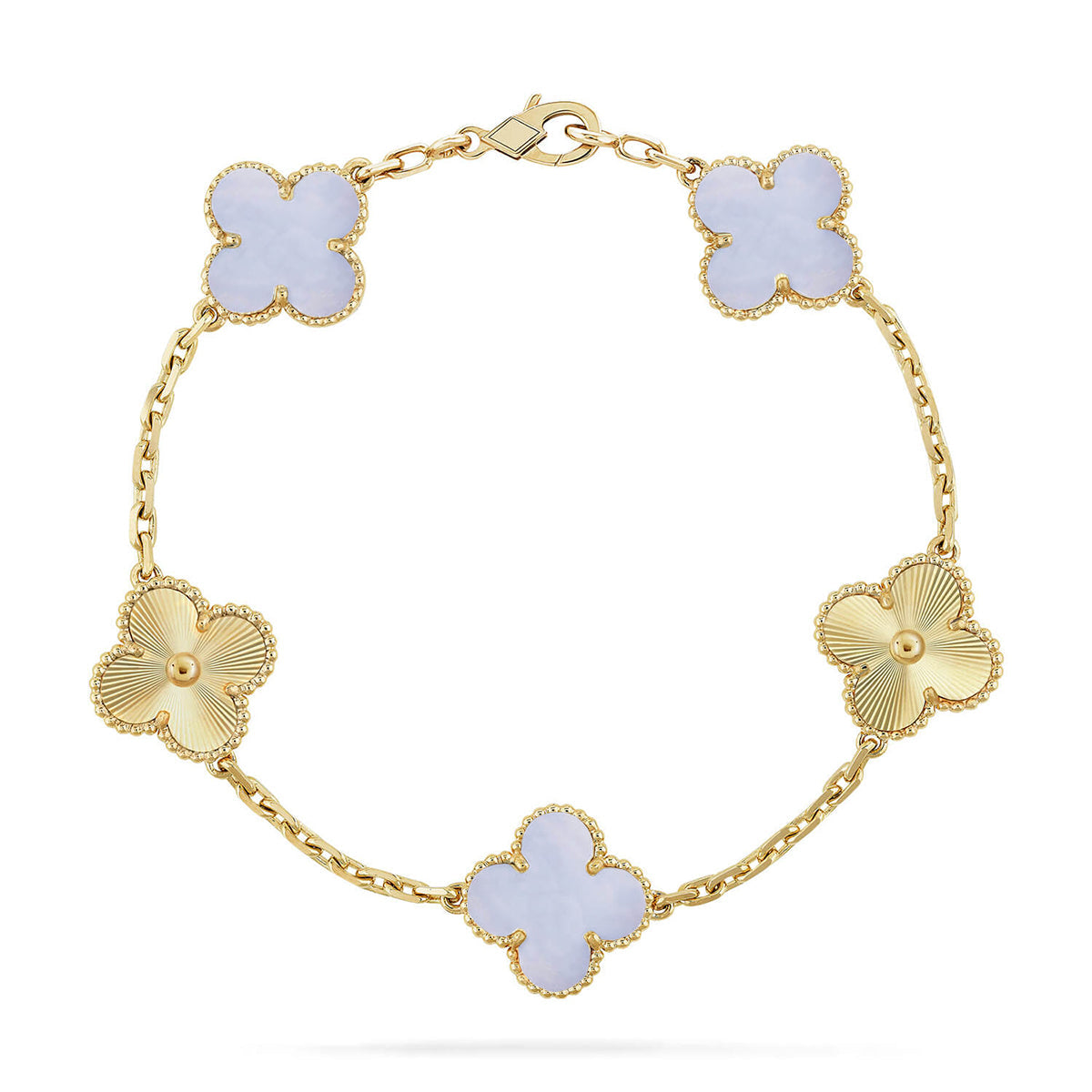 [Cadisa] CLOVER 5 MOTIF PURPLE CHALCEDONY BRACELET COLLECTION