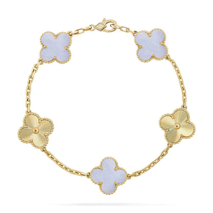 [Cadisa] CLOVER 5 MOTIF PURPLE CHALCEDONY BRACELET COLLECTION