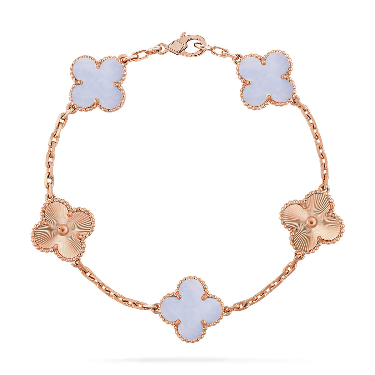 [Cadisa] CLOVER 5 MOTIF PURPLE CHALCEDONY BRACELET COLLECTION