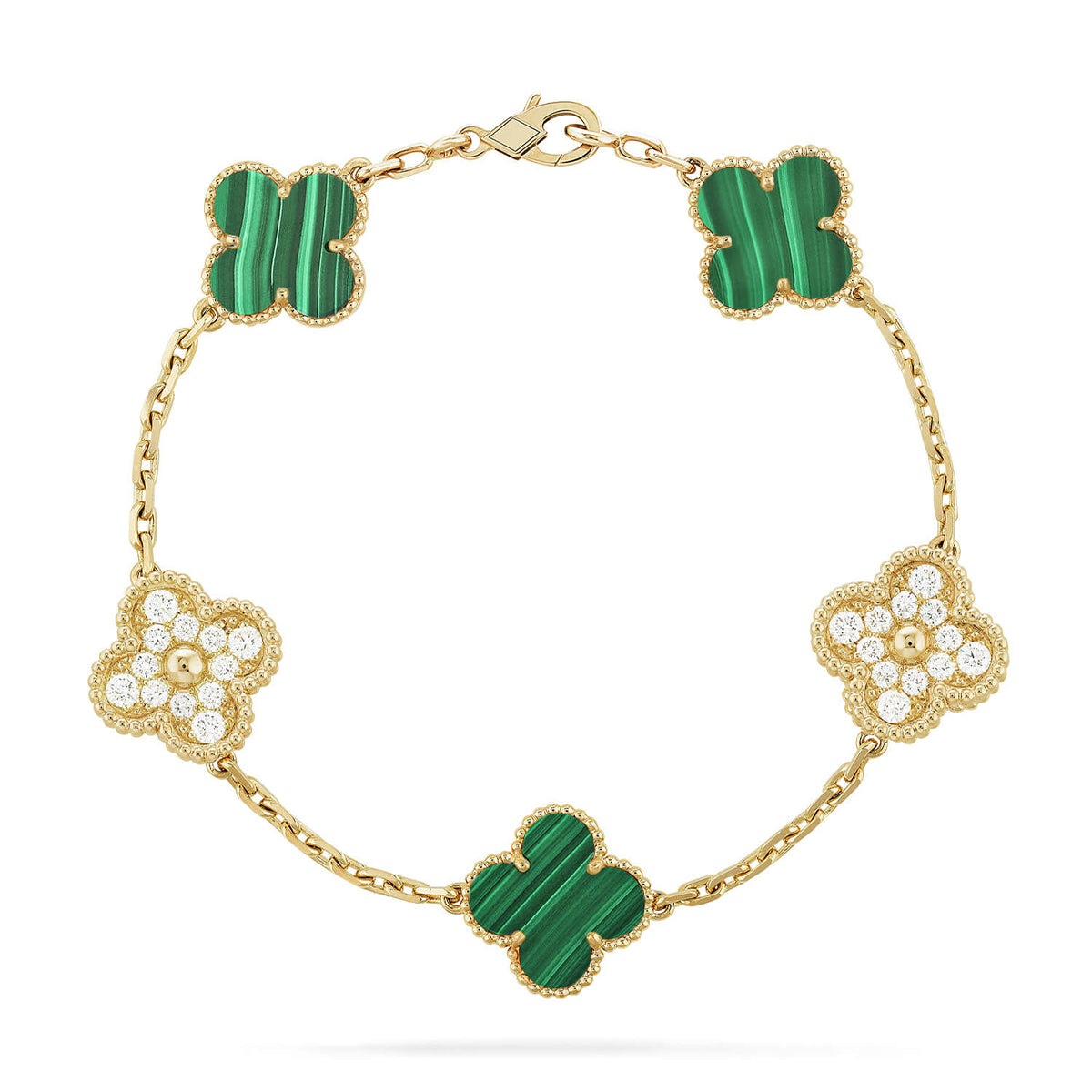 [Cadisa] CLOVER 5 MOTIF MALACHITE BRACELET COLLECTION