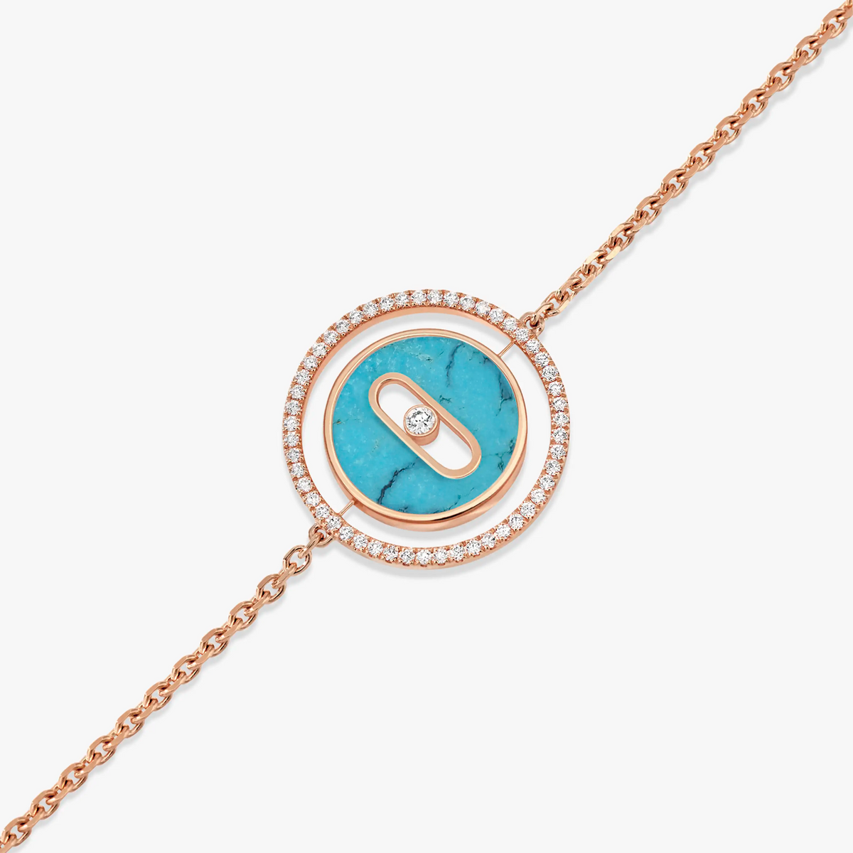 [Cadisa]LUCKY MOVE TURQUOISE PINK GOLD DIAMOND BRACELET