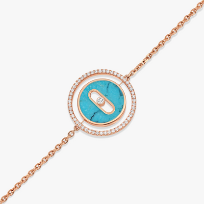 [Cadisa]LUCKY MOVE TURQUOISE PINK GOLD DIAMOND BRACELET