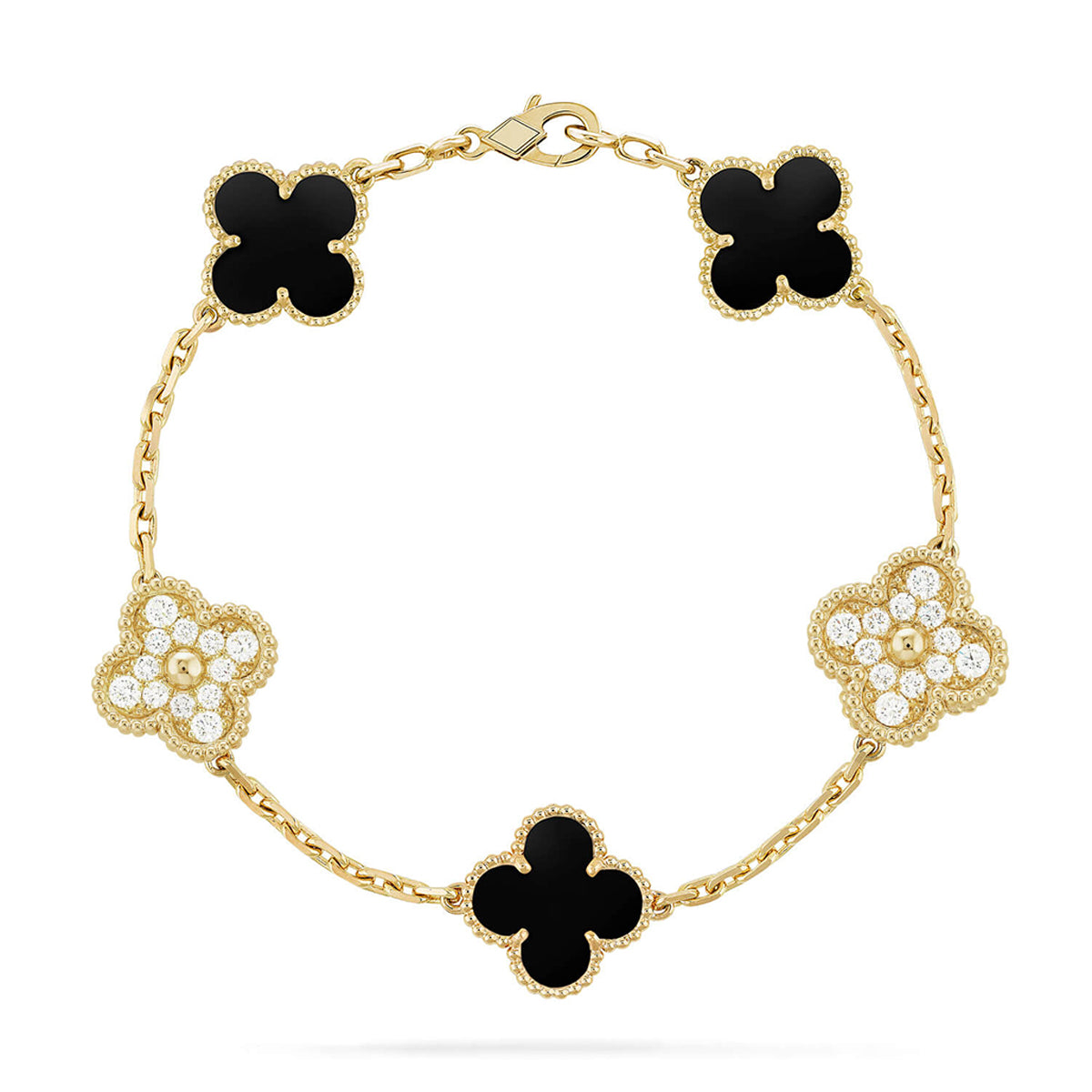 [Cadisa] CLOVER 5 MOTIF ONYXS BRACELET COLLECTION