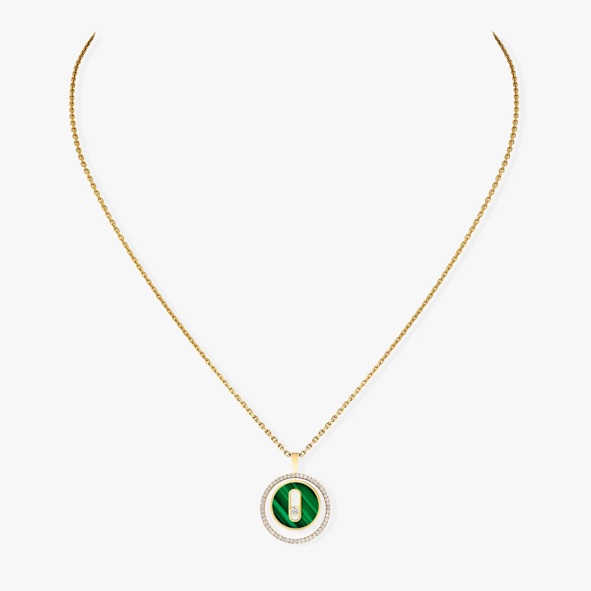 [Cadisa]LUCKY MOVE 1 DIAMOND MALACHITE GOLD DIAMOND NECKLACE
