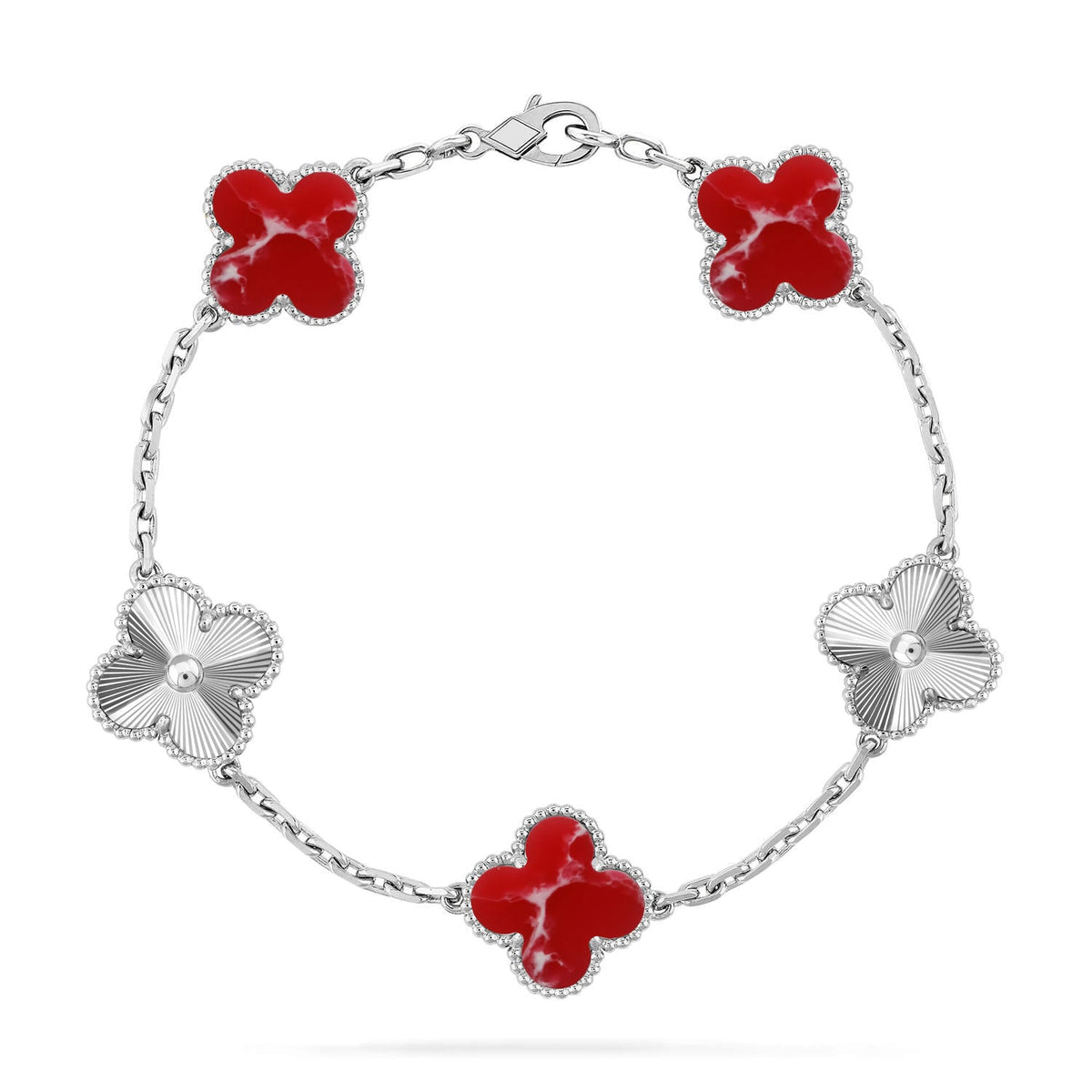 [Cadisa]CLOVER 5 MOTIF RED PATTERN BRACELET COLLECTION