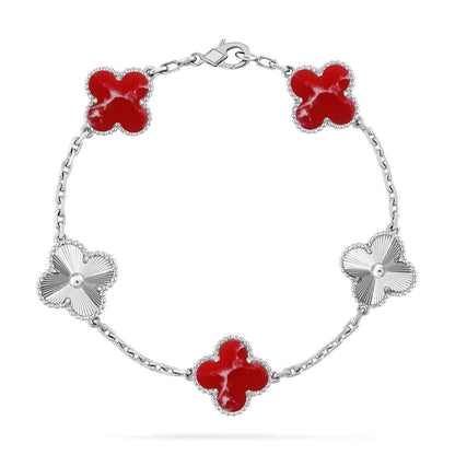 [Cadisa]CLOVER 5 MOTIF RED PATTERN BRACELET COLLECTION