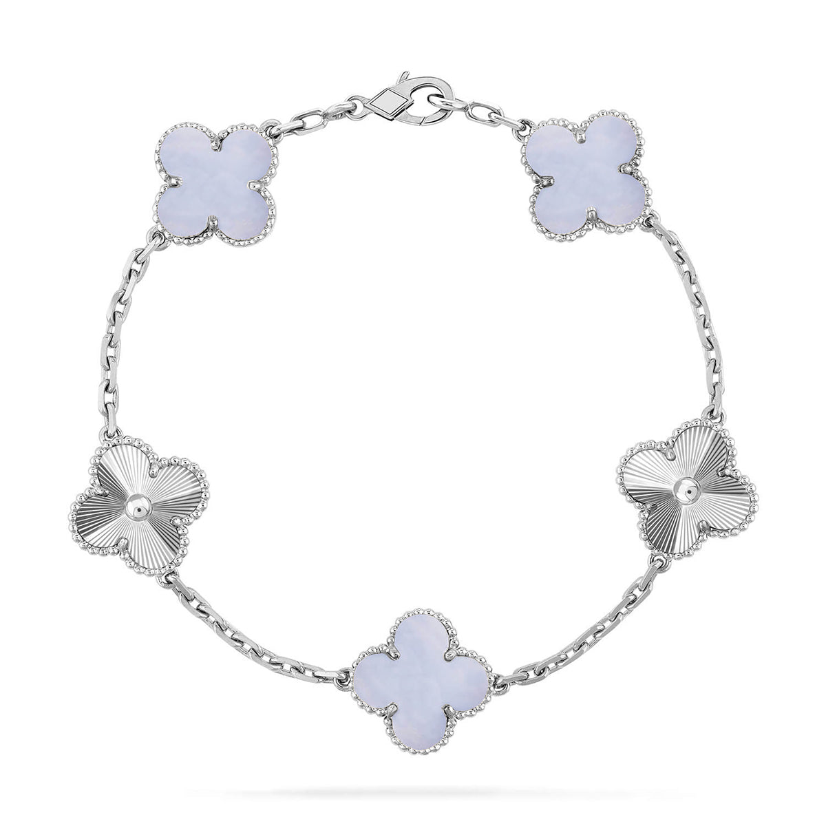 [Cadisa] CLOVER 5 MOTIF PURPLE CHALCEDONY BRACELET COLLECTION