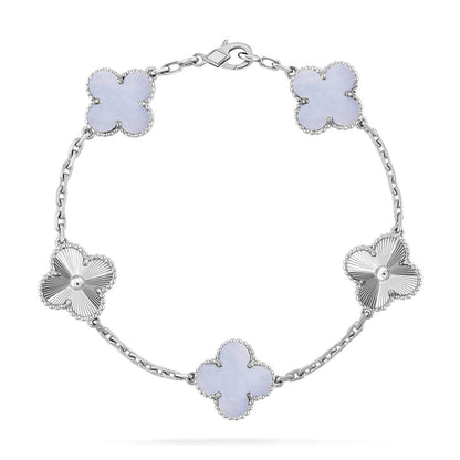 [Cadisa] CLOVER 5 MOTIF PURPLE CHALCEDONY BRACELET COLLECTION