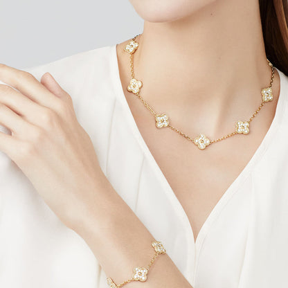 [Cadisa]CLOVER 10 MOTIFS DIAMOND NECKLACE