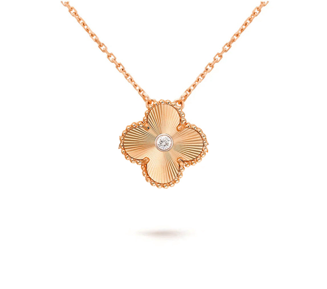 [Cadisa]CLOVER 15MM DIAMOND SINGLE FLOWER NECKLACE COLLECTION