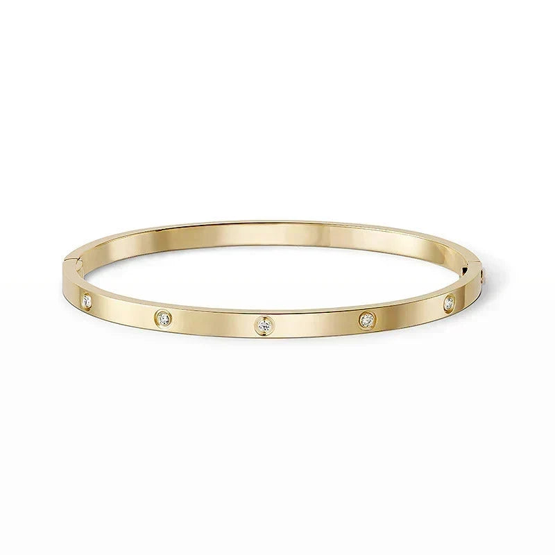 [Cadisa] JUSTE Diamond & LOVE Diamond Bracelet Stack Set