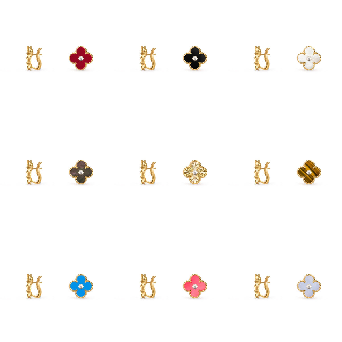 [Cadisa]CLOVER 15MM MOP DIAMOND EARRINGS COLLECTION