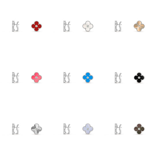 [Cadisa]CLOVER SILVER 15MM MOP DIAMOND EARRINGS COLLECTION