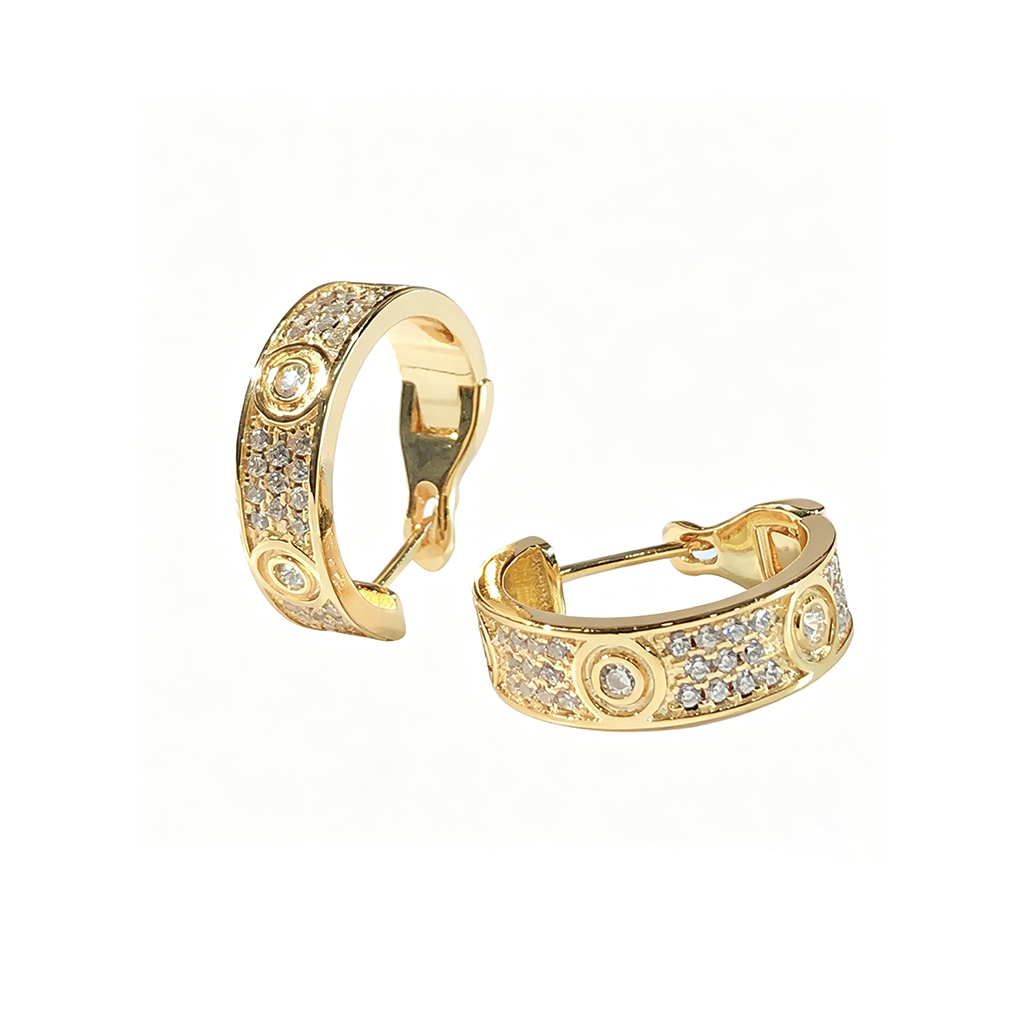 [Cadisa] LOVE 5.5MM DIAMOND PAVED EARRINGS