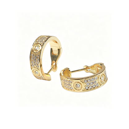 [Cadisa] LOVE 5.5MM DIAMOND PAVED EARRINGS