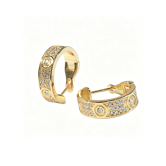 [Cadisa] LOVE 5.5MM DIAMOND PAVED EARRINGS
