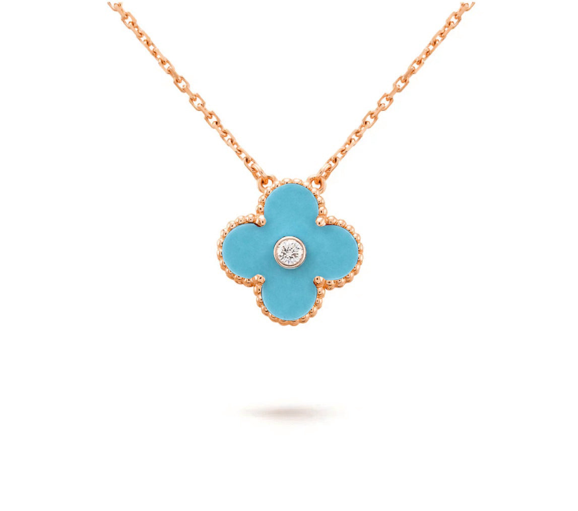 [Cadisa]CLOVER 15MM DIAMOND SINGLE FLOWER NECKLACE COLLECTION