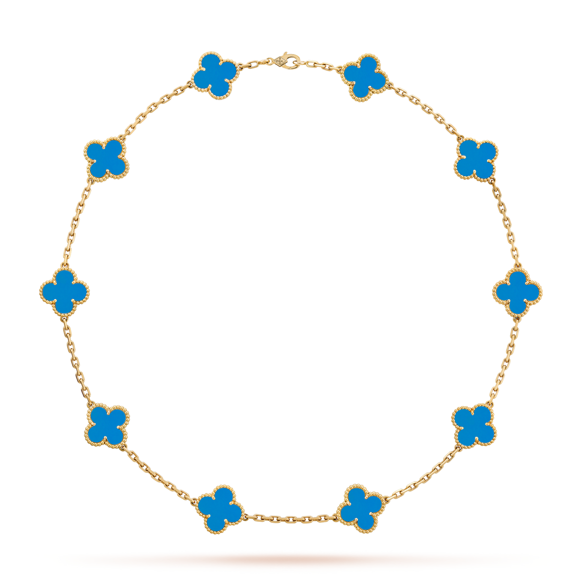 [Cadisa]CLOVER 10 MOTIFS BLUE AGATE NECKLACE