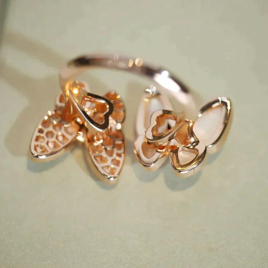 [Cadisa]TWIN BUTTERFLY DIAMOND MOP RING
