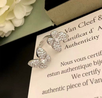 [Cadisa]TWIN SILVER BUTTERFLY DIAMOND RING