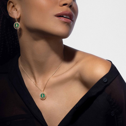 [Cadisa]LUCKY MOVE 1 DIAMOND MALACHITE GOLD DIAMOND NECKLACE