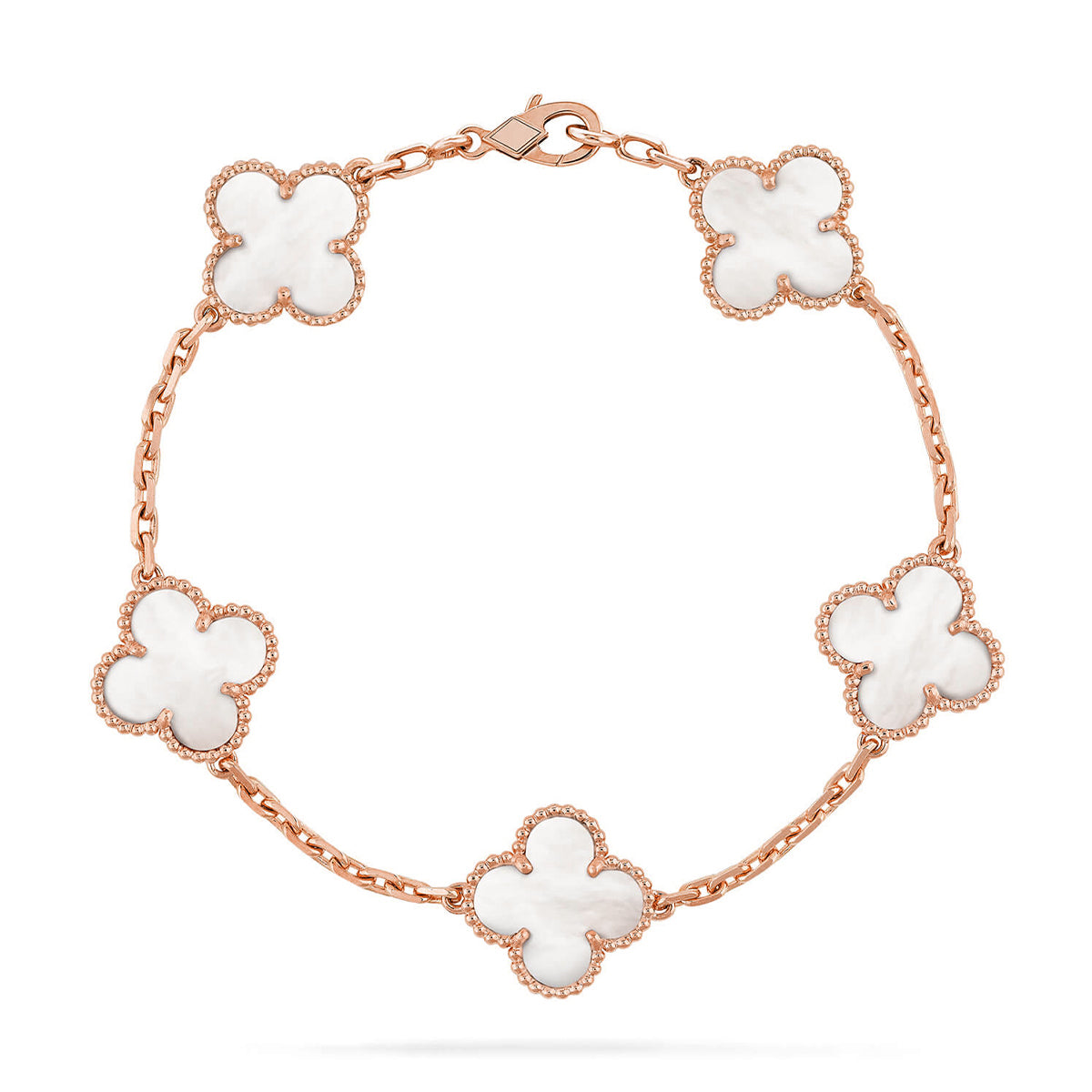[Cadisa]CLOVER WHITE PEARL MOP 5 MOTIF BRACELET COLLECTION