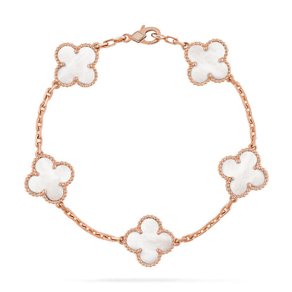 [Cadisa]CLOVER WHITE PEARL MOP 5 MOTIF BRACELET COLLECTION