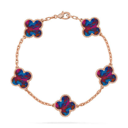 [Cadisa]CLOVER 5 MOTIF COLOR GEMSTONES BRACELET COLLECTION