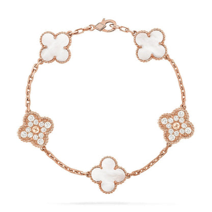 [Cadisa]CLOVER WHITE PEARL MOP 5 MOTIF BRACELET COLLECTION
