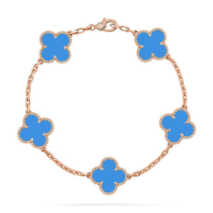 [Cadisa] CLOVER 5 MOTIF BLUE AGATE BRACELET COLLECTION