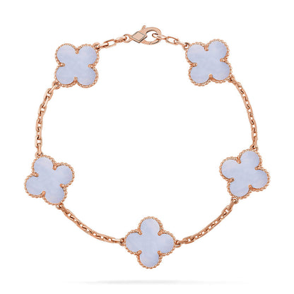 [Cadisa] CLOVER 5 MOTIF PURPLE CHALCEDONY BRACELET COLLECTION