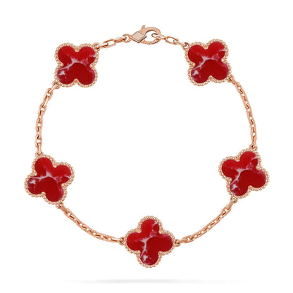 [Cadisa]CLOVER 5 MOTIF RED PATTERN BRACELET COLLECTION