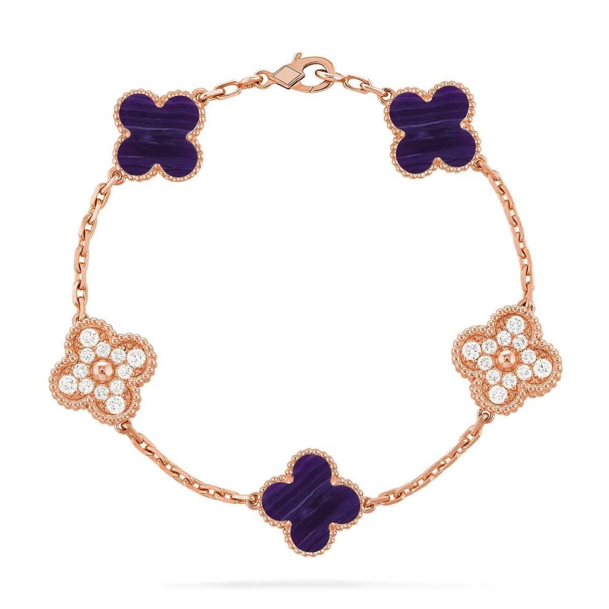 [Cadisa]CLOVER 5 MOTIF PURPLE STRIPES BRACELET COLLECTION