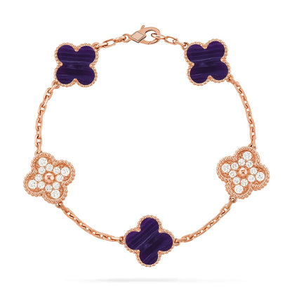 [Cadisa]CLOVER 5 MOTIF PURPLE STRIPES BRACELET COLLECTION