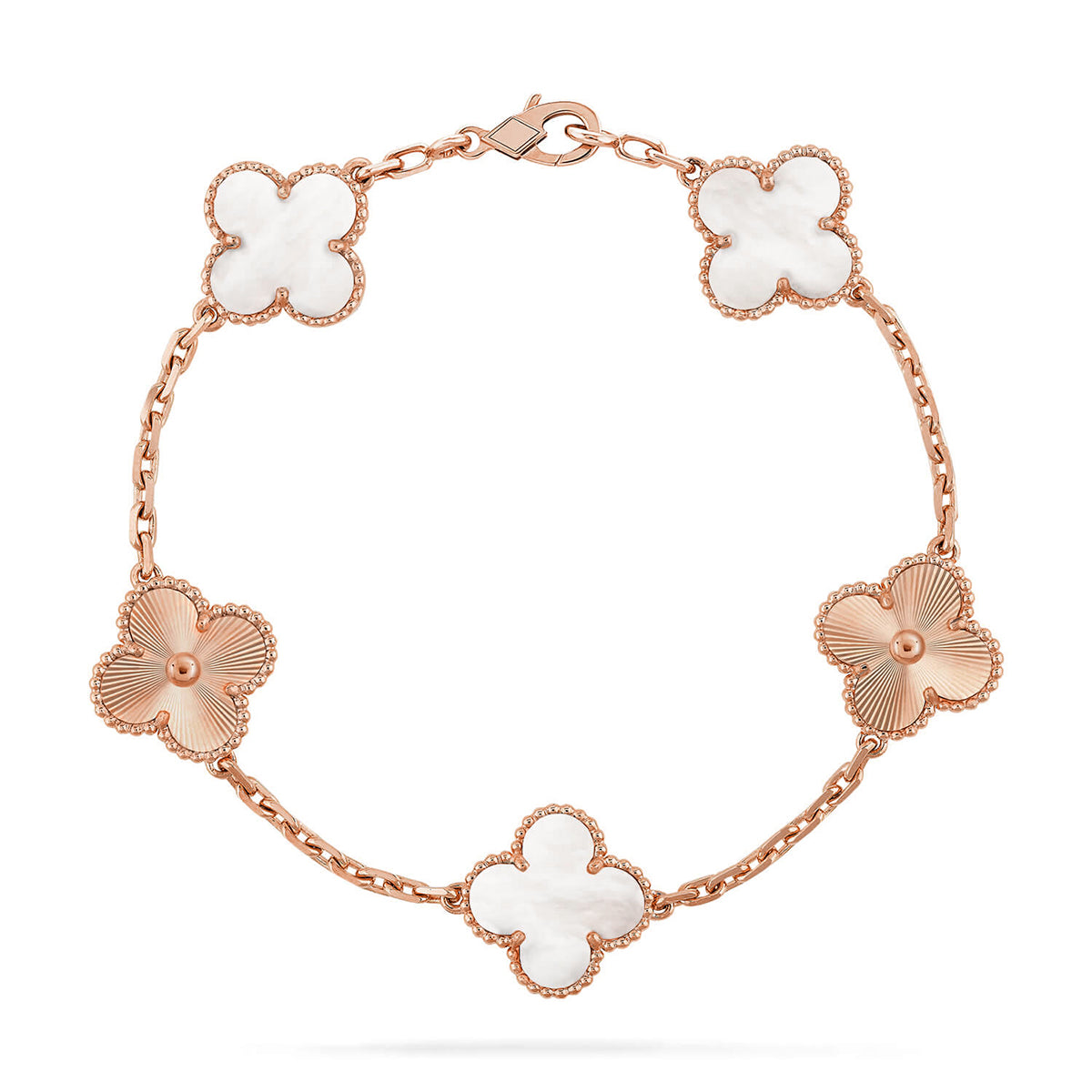[Cadisa]CLOVER WHITE PEARL MOP 5 MOTIF BRACELET COLLECTION