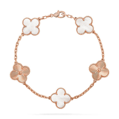 [Cadisa]CLOVER WHITE PEARL MOP 5 MOTIF BRACELET COLLECTION