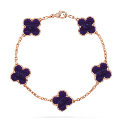 [Cadisa]CLOVER 5 MOTIF PURPLE STRIPES BRACELET COLLECTION