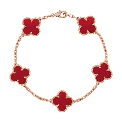 [Cadisa] CLOVER 5 MOTIF RED CORNELIAN BRACELET COLLECTION
