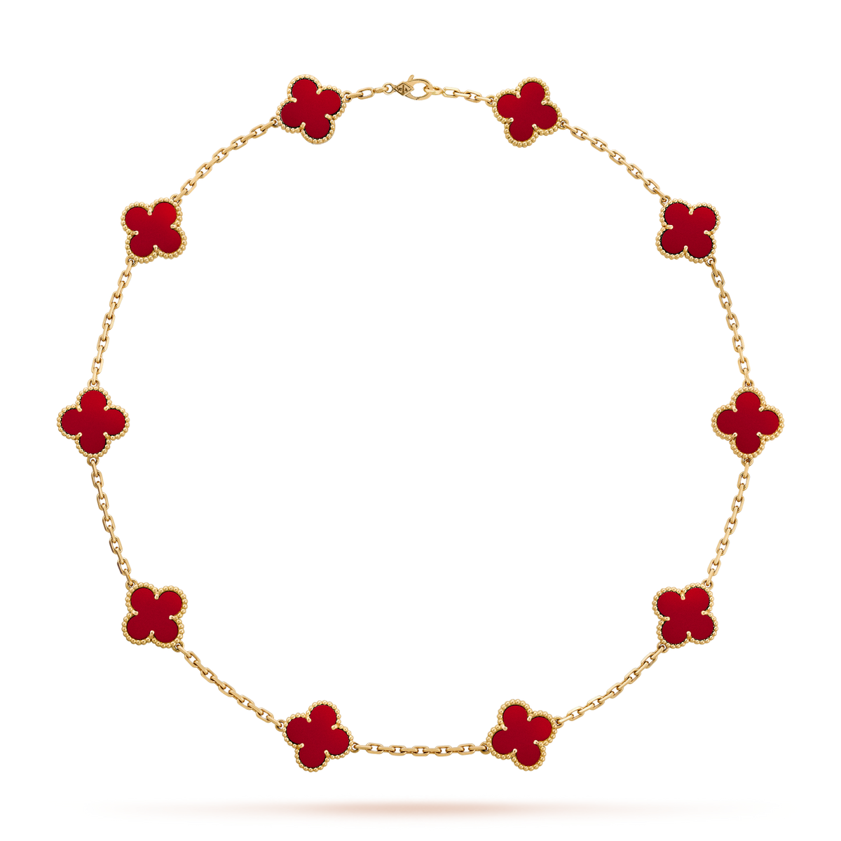 [Cadisa]CLOVER 10 MOTIFS CARNELIAN NECKLACE